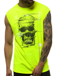 T-Shirt bez rękawów męski żółto-neonowy OZONEE MACH/M1212
