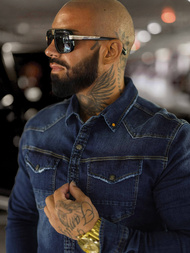 Чоловіча джинсова сорочка cиня OZONEE O/51412