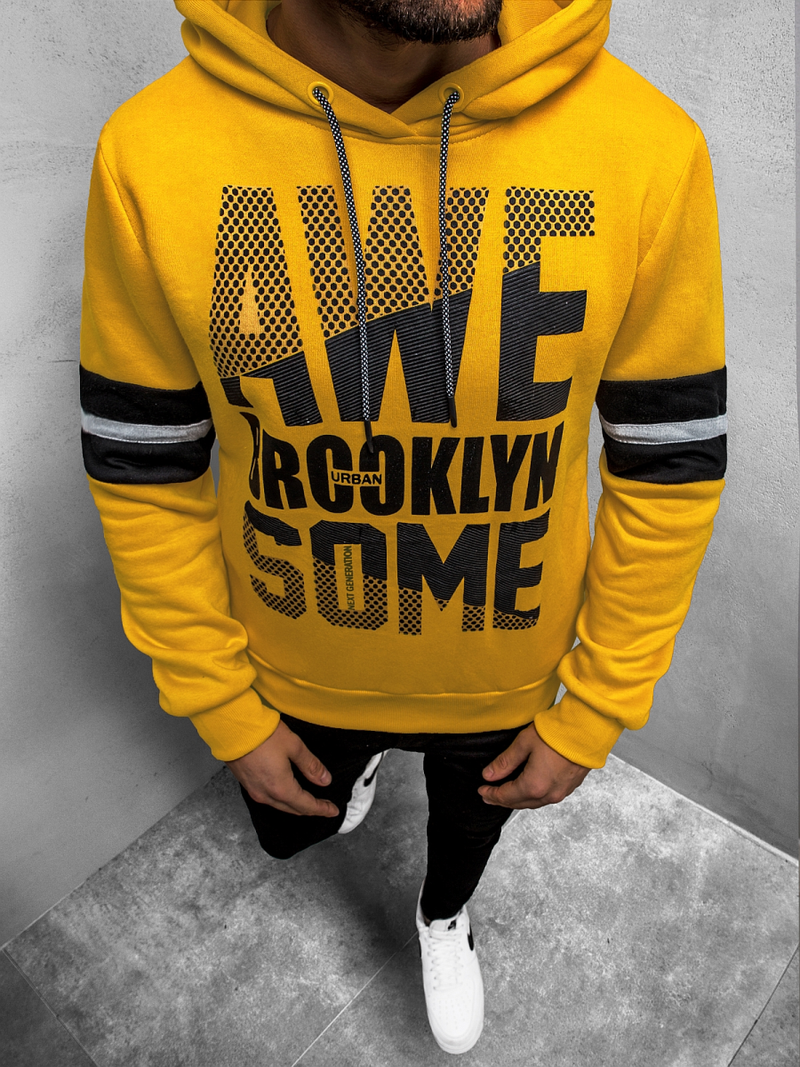 Bluza z kapturem męska żółta OZONEE JS/KS2141Z