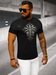 T-shirt męski slim fit czarny OZONEE NB/MT3037Z