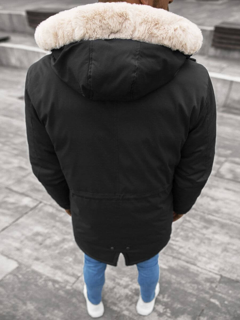 Kurtka zimowa męska parka z futerkiem czarna OZONEE JS/22M117/1