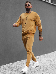 Komplet dresowy męski welurowy camelowy OZONEE O/12130Z