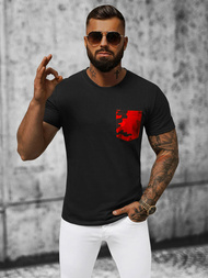 T-shirt męski czarno-czerwony OZONEE JS/8T85/5Z