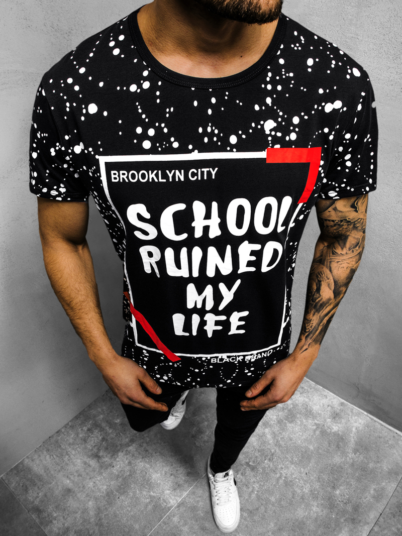 T-Shirt męski czarny OZONEE JS/KS1978Z