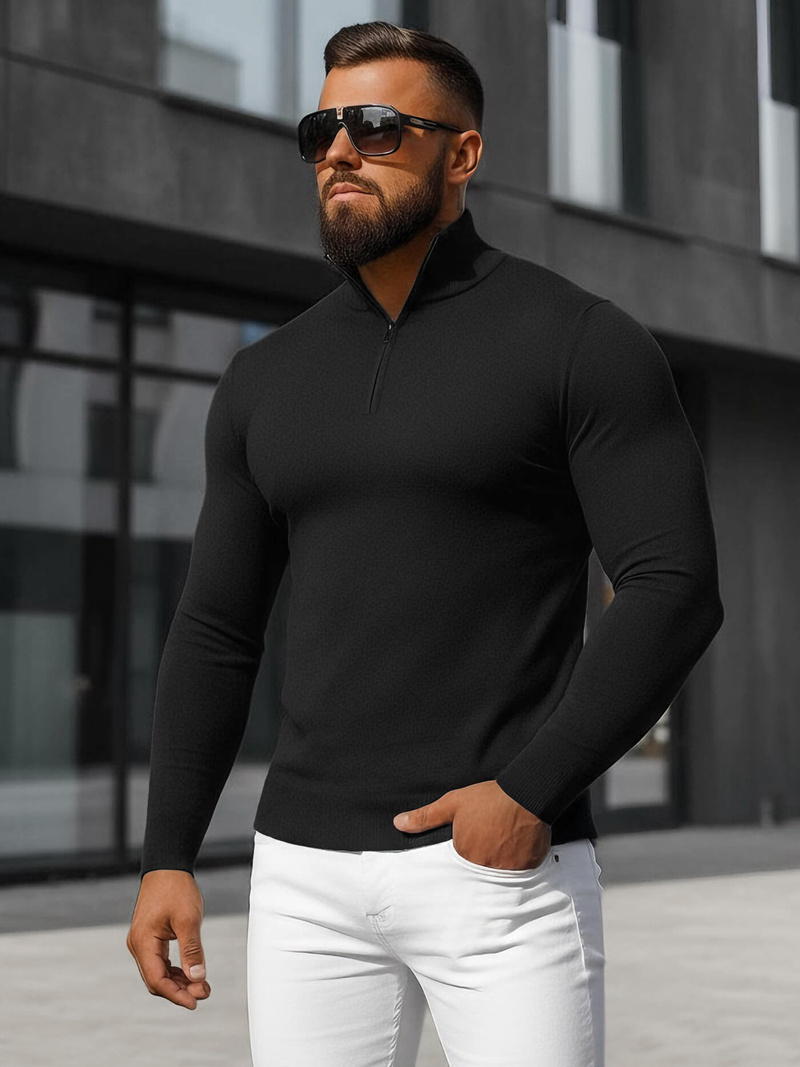 Sweter męski czarny OZONEE NB/MM6007/4Z