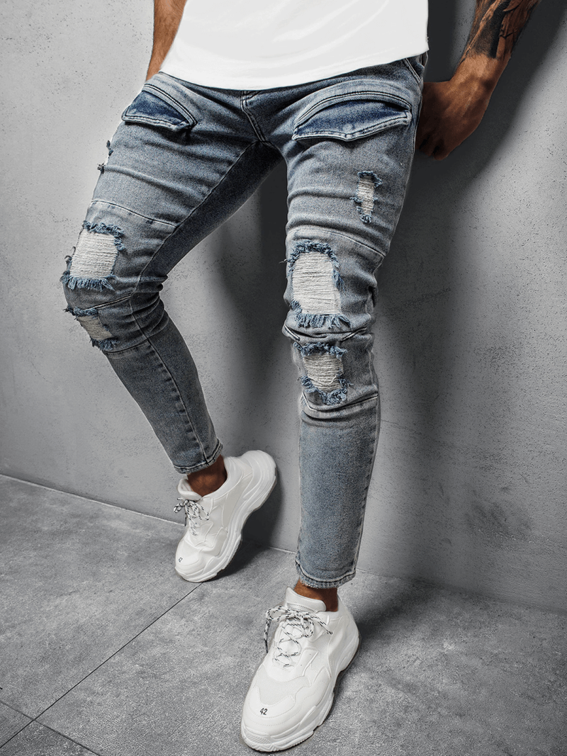 Spodnie jeansowe męskie jasno-niebieskie OZONEE DR/K139/22Z