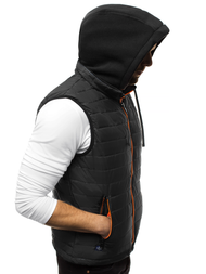 Kamizelka męska pikowana z kapturem czarna OZONEE N/6102