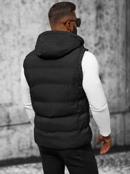 Kamizelka męska pikowana z kapturem czarna OZONEE JS/5M758/392Z