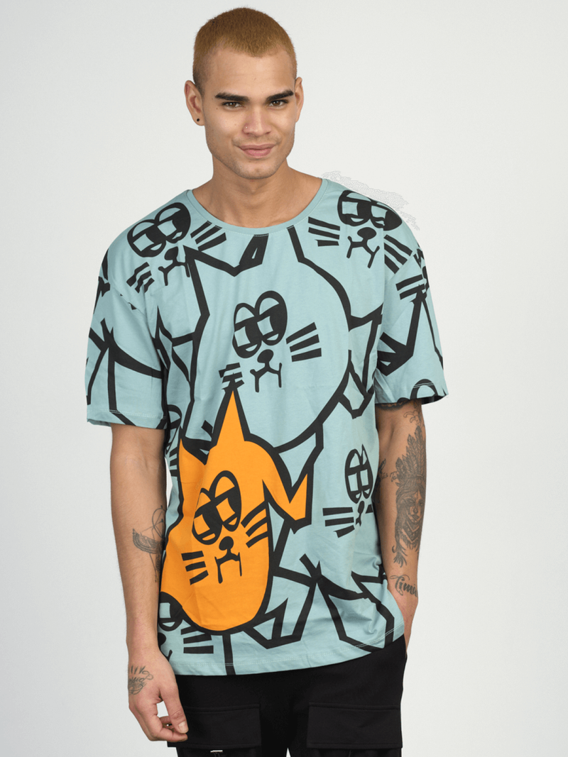 T-Shirt męski z nadrukiem miętowy OZONEE MR/21535