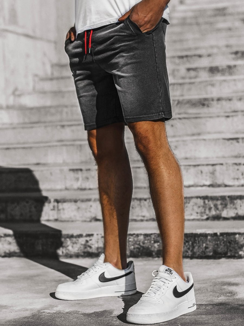 Spodenki męskie jeansowe czarno-czerwone OZONEE JS/KK1071