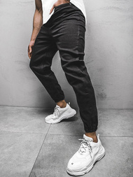 Spodnie męskie joggery jeansowe czarne OZONEE DP/675/2