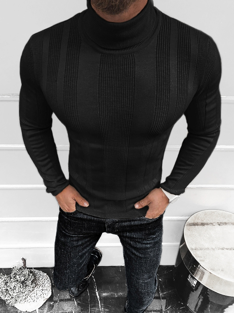 Sweter męski golf czarny OZONEE L/2705