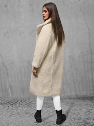 Płaszcz zimowy damski polarowy ecru OZONEE O/Z01