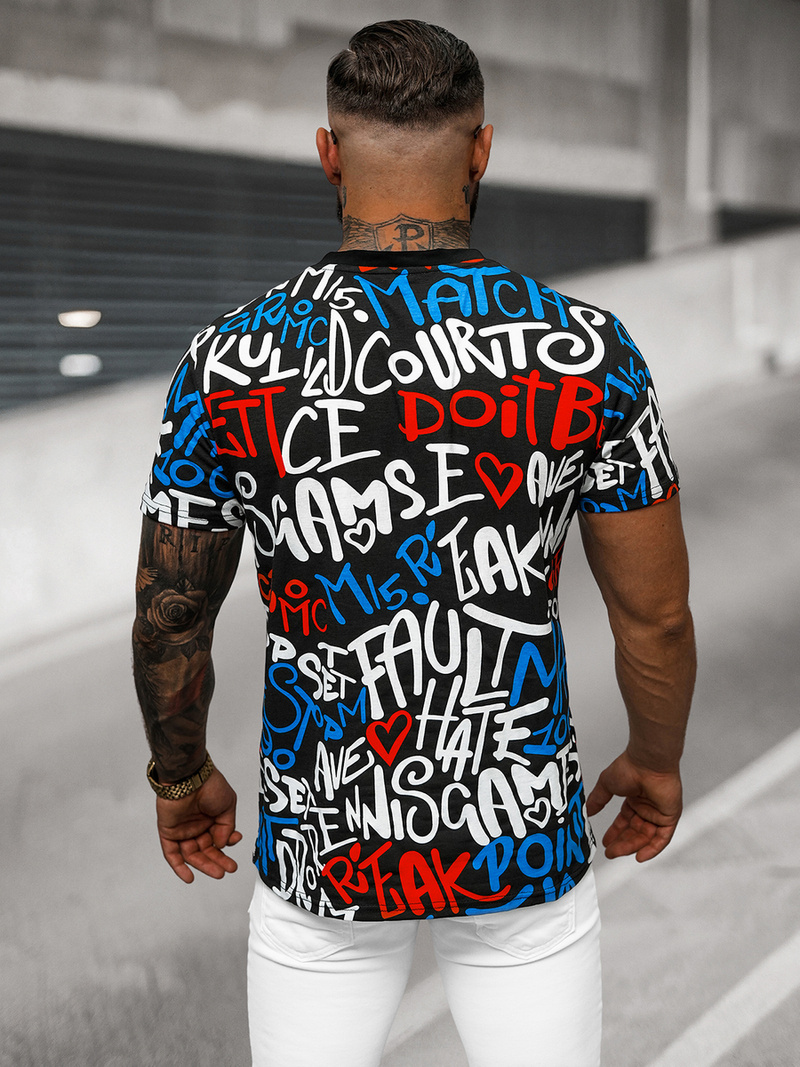 T-shirt męski czarny OZONEE O/T1271/3