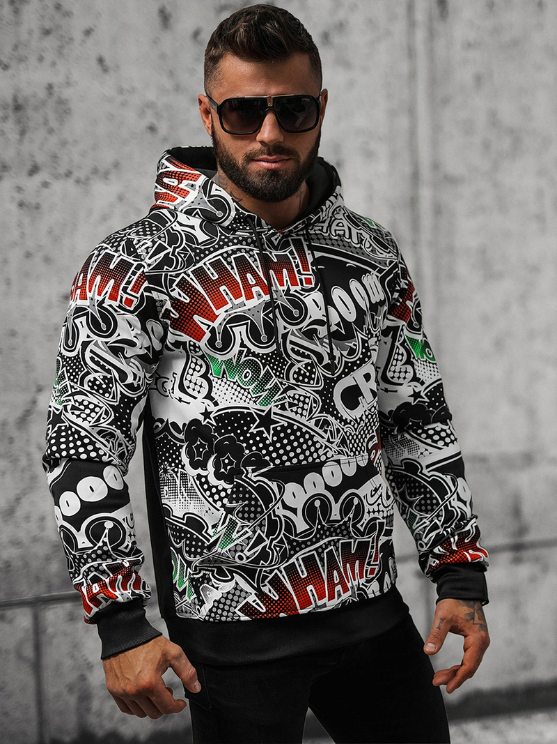 Bluza z kapturem męska czarna OZONEE O/B270