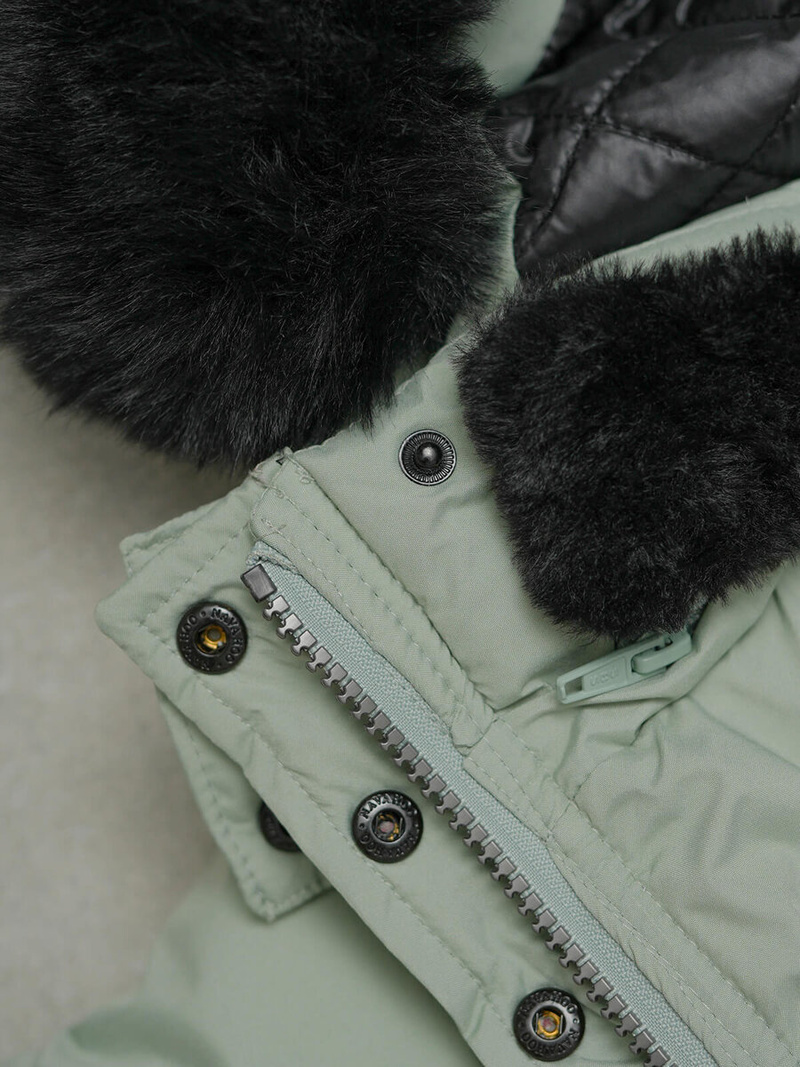 Kurtka zimowa damska długa pikowana miętowa OZONEE O/W377