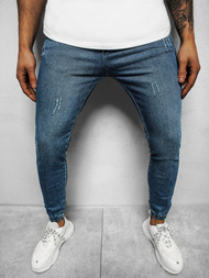 Spodnie jeansowe joggery męskie niebieskie OZONEE DJ/5672