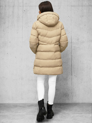 Kurtka zimowa damska długa pikowana beżowa OZONEE JS/5M3231/62