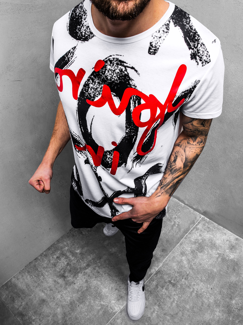 T-Shirt męski biały OZONEE JS/KS1985Z