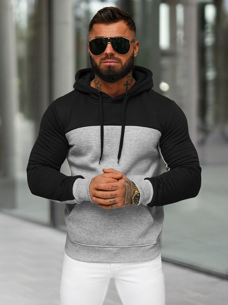 Bluza z kapturem męska szara OZONEE JS/8B1307/2