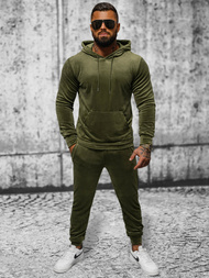 Komplet dresowy męski welurowy khaki OZONEE JS/8C1171/29