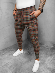 Spodnie męskie chino materiałowe w kratę kolorowe OZONEE DJ/2283/22