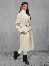 Płaszcz damski skórzany jasno-beżowy OZONEE JS/11Z8100