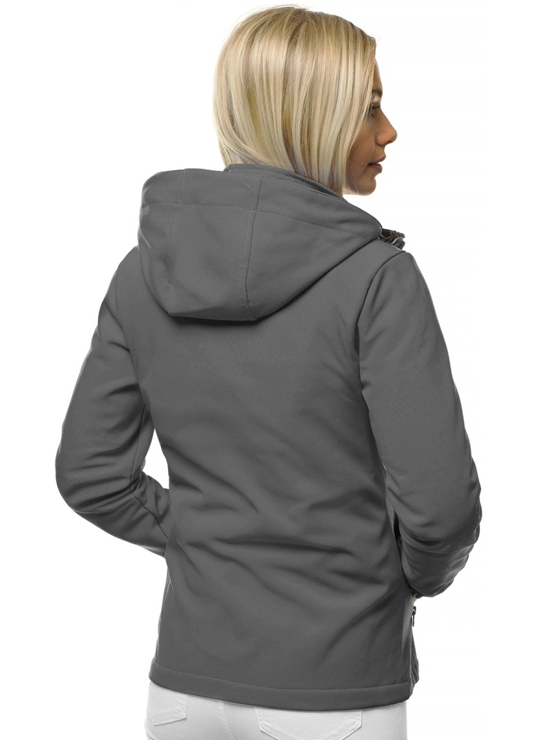 Kurtka softshell damska z kapturem grafitowa OZONEE JS/HH018/2