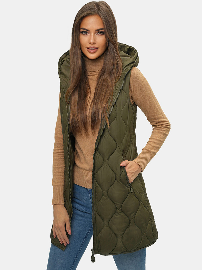 Стьобаний жіночий жилет xакi OZONEE O/H928/13