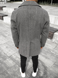 Płaszcz męski w kratę grafitowy OZONEE JS/JP1191