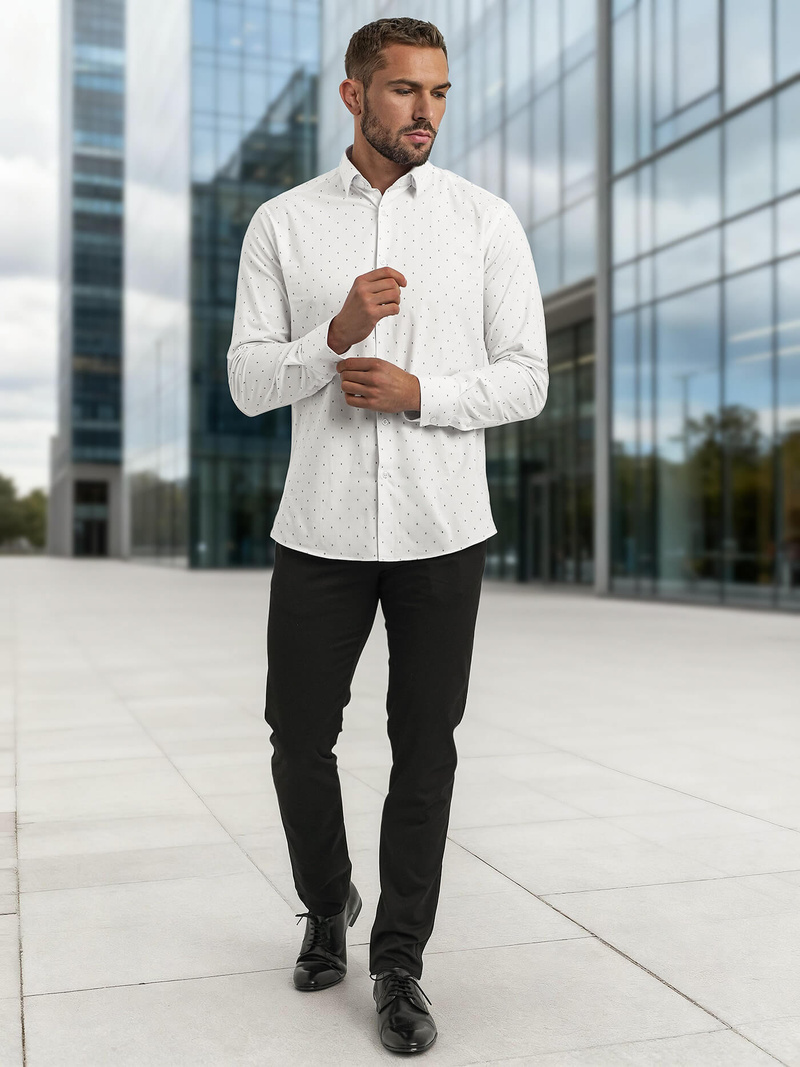 Koszula męska elegancka biała OZONEE V/V180