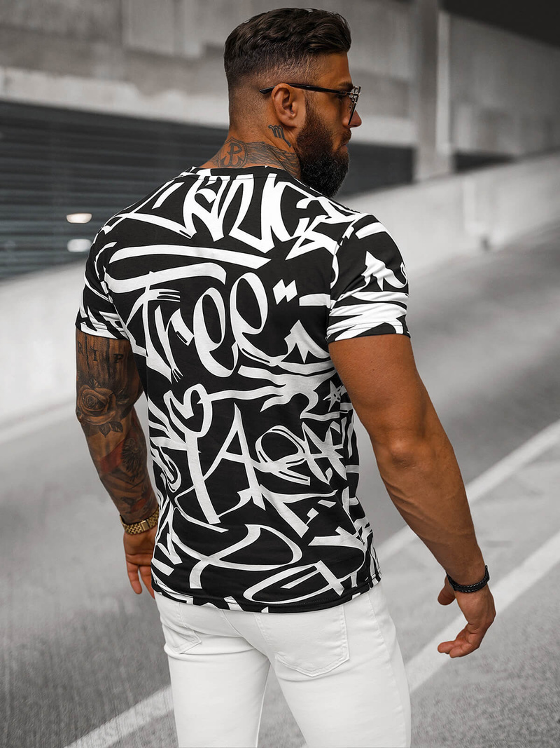 T-shirt męski czarny OZONEE JS/8T1200/3