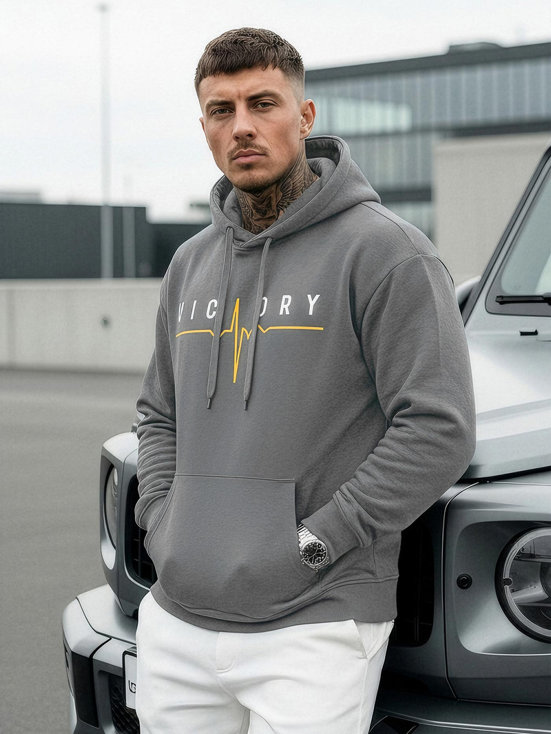 Bluza z kapturem męska grafitowa OZONEE JS/8B1757/5