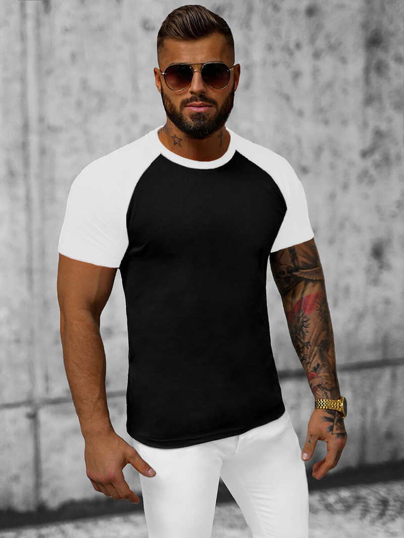 Футболка чоловіча Чорно-Бiла OZONEE JS/8T82/9Z