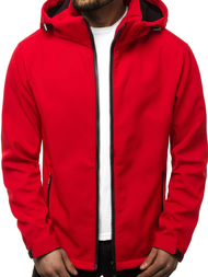 Kurtka softshell męska z kapturem czerwona OZONEE JS/56008
