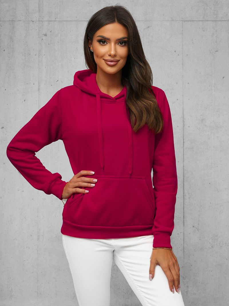 Bluza z kapturem damska bordowa OZONEE JS/W02Z