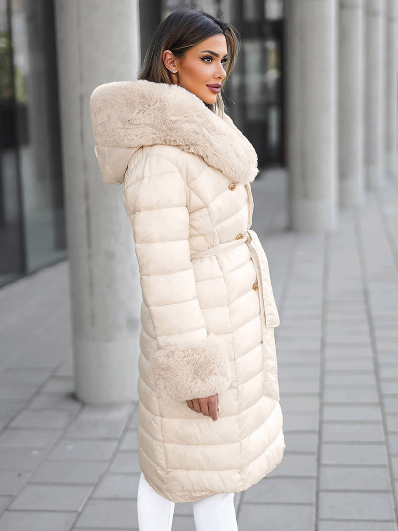 Płaszcz zimowy damski beżowy OZONEE JS/5M3160/254Z