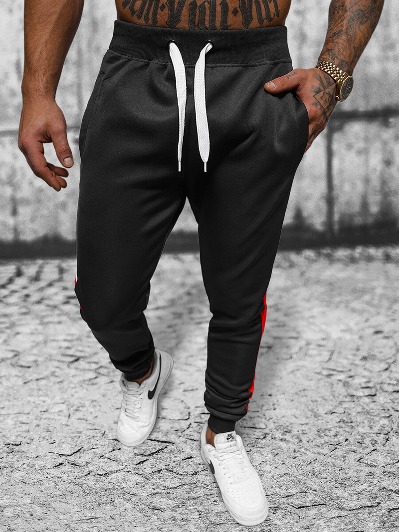 Spodnie dresowe męskie czarne OZONEE JS/JK99113