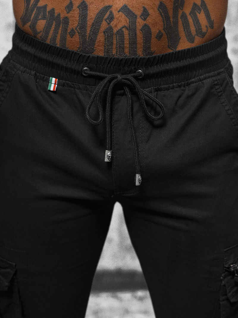 Spodnie męskie chino joggery czarne OZONEE NB/MP0201N