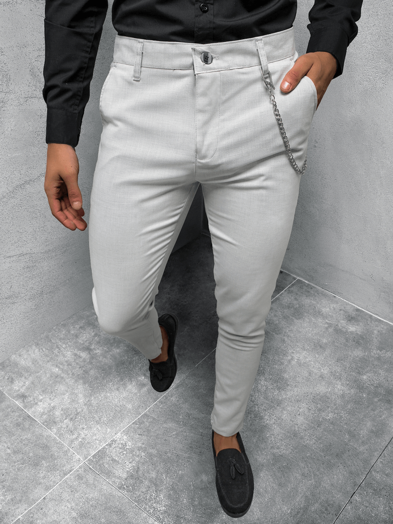 Spodnie męskie chino materiałowe szare OZONEE DJ/5564