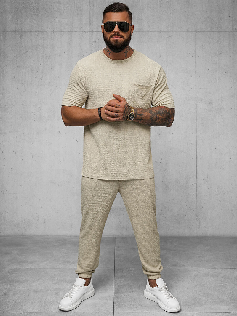 T-shirt męski beżowy OZONEE O/Y960T