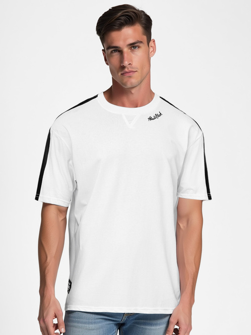 T-shirt męski loose fit biały OZONEE O/QQ1195Z