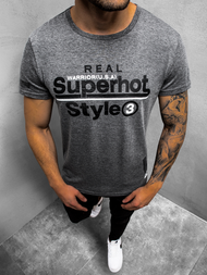 T-Shirt męski z nadrukiem grafitowy OZONEE JS/SS10903Z