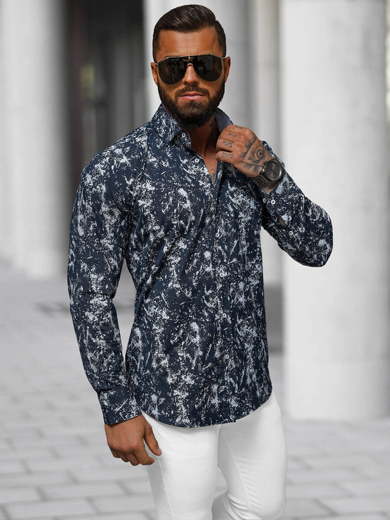 Koszula męska granatowa OZONEE O/536272