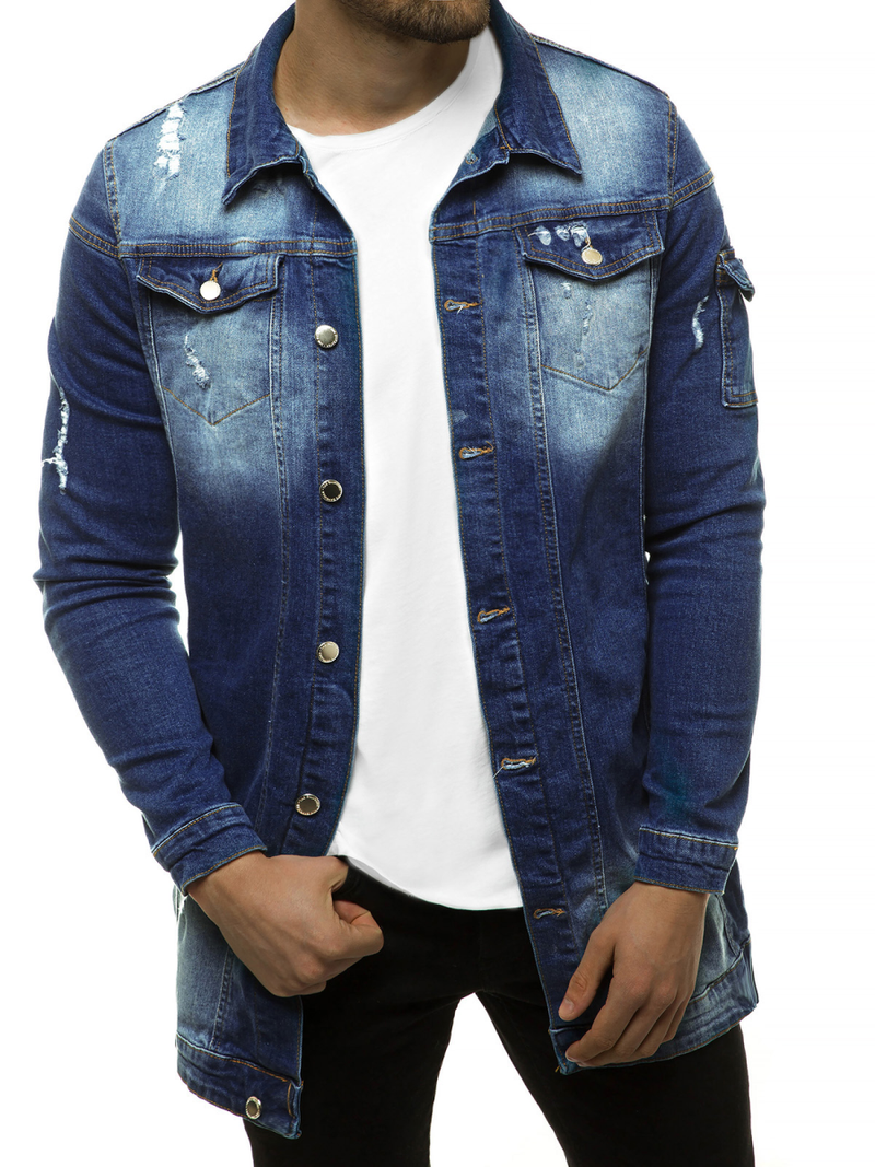 Kurtka męska jeans ciemno-niebieska OZONEE G/474K