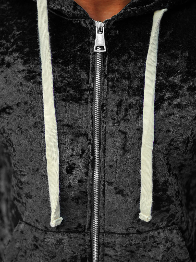 Komplet dresowy męski welurowy czarny OZONEE O/D8123/9153