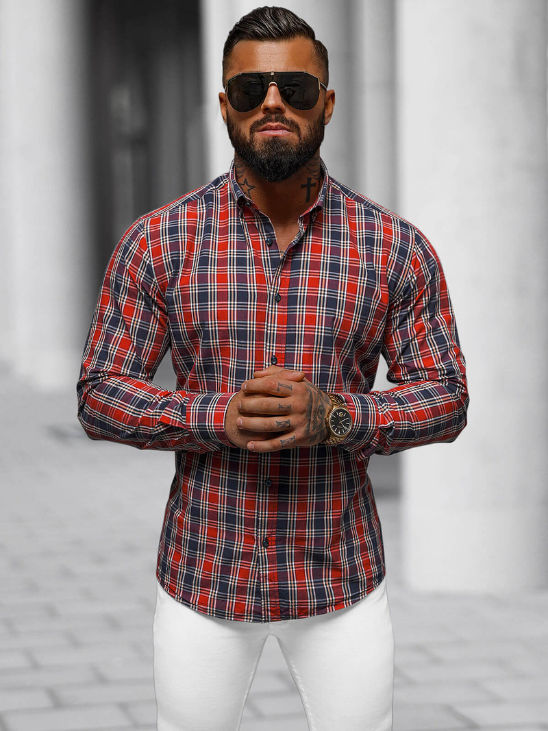 Сорочка чоловіча червона OZONEE O/V100