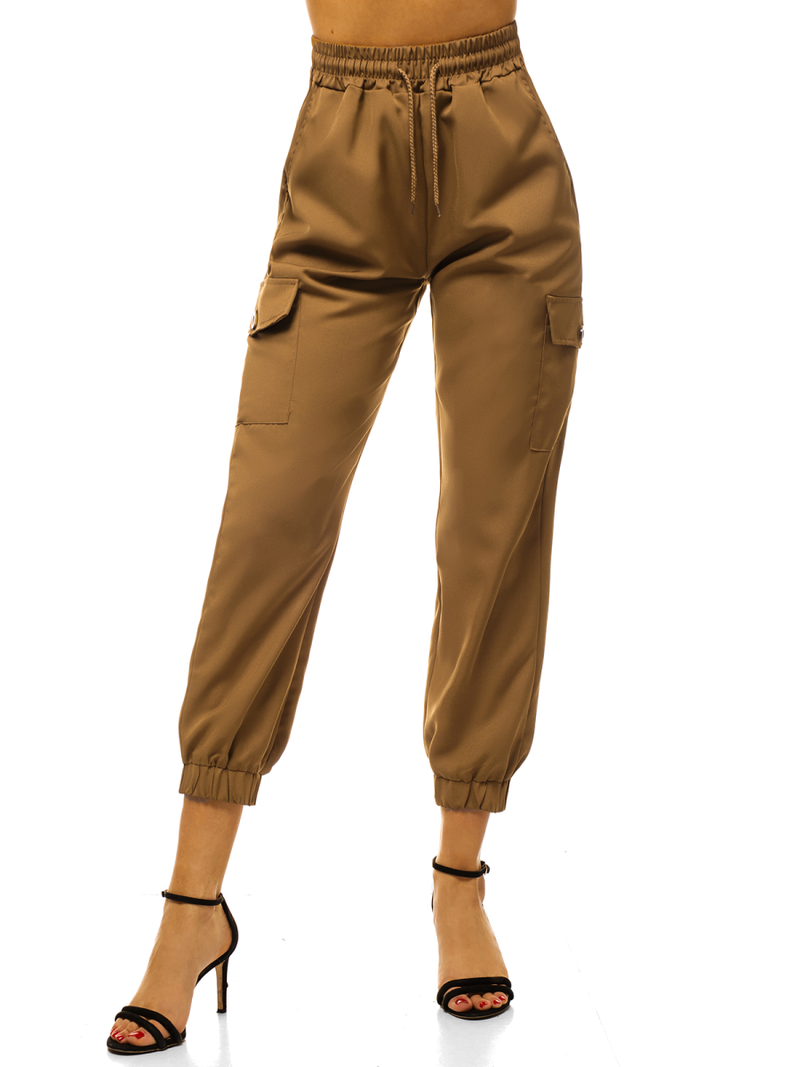 Spodnie damskie joggersy camelowe OZONEE O/HM006