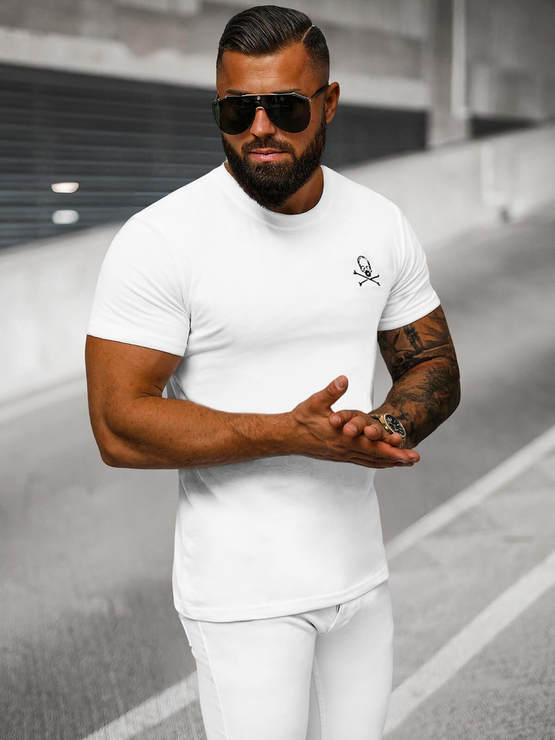 T-shirt męski slim fit biały OZONEE NB/MT3049