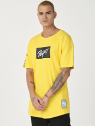 T-Shirt męski z nadrukiem żółty OZONEE MR/21550